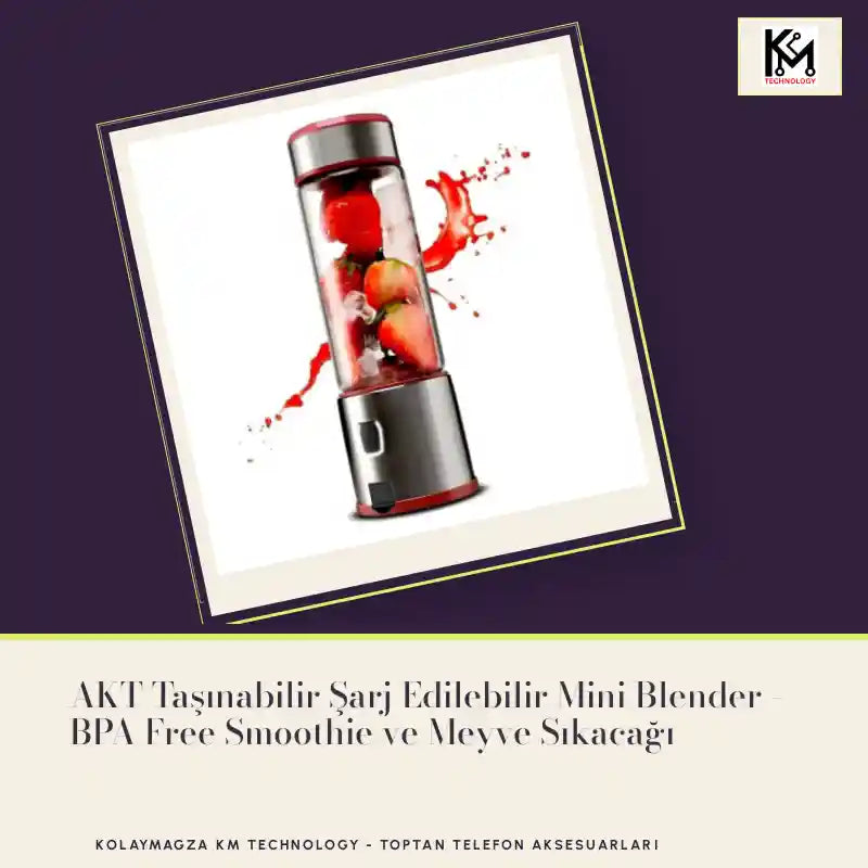 AKT Taşınabilir Şarj Edilebilir Mini Blender - BPA Free Smoothie ve Meyve Sıkacağı by@Outfy