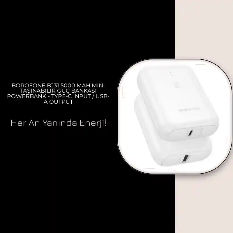 Borofone BJ31 5000 mAh Mini Taşınabilir G&uuml;&ccedil; Bankası Powerbank - Type-C Input / USB-A Output by@Outfy