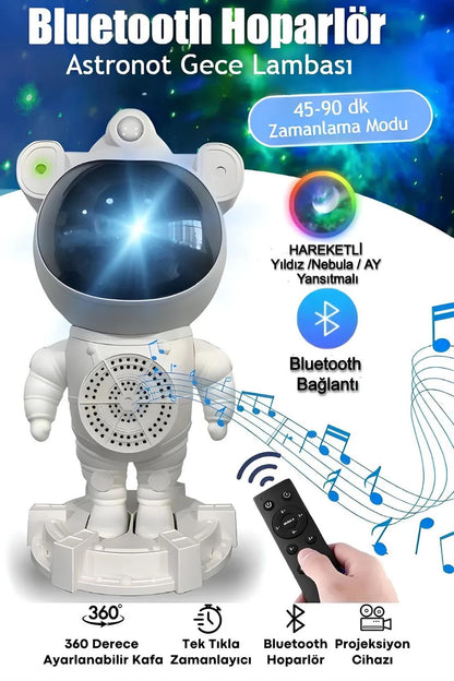 Astronaut Bluetooth Speaker | Skylight Projector, Remote Control, 360° Rotating Night Light - H2P