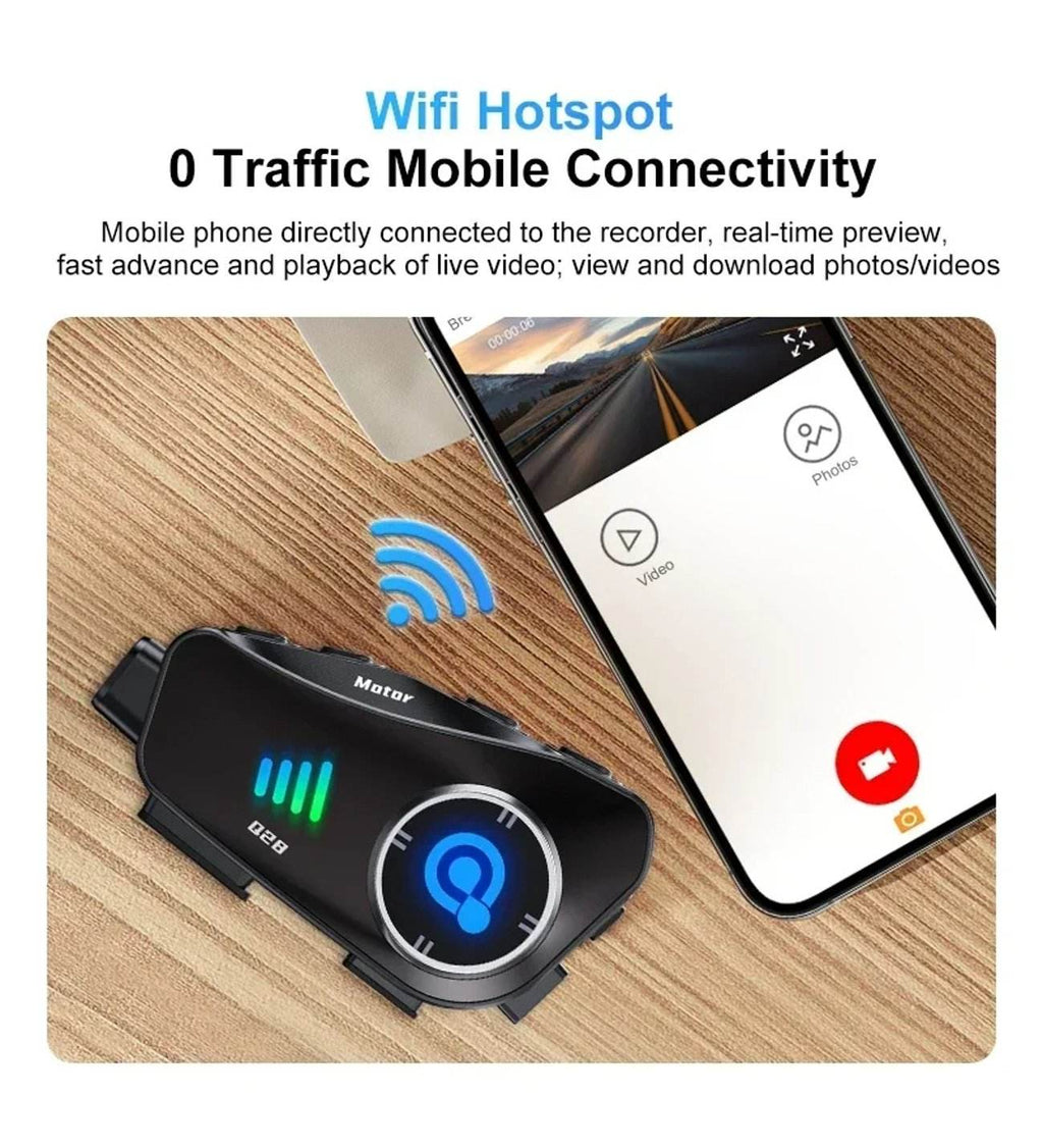 Q28 1080P kameralı Intercom +32GB SD Kartlı Bluetooth Motorsiklet Kask Kulaklığı İnterkom su geçirmez - G6O - KolayMagza