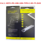 ( 3 adet ) 8 in 1 Type-C Multi-Functional Hub Adaptör (RJ45 + 4K HDMI + SD/TF + USB 3.0 + Type-C PD) KolayMagza KM Technology - Toptan Telefon Aksesuarları