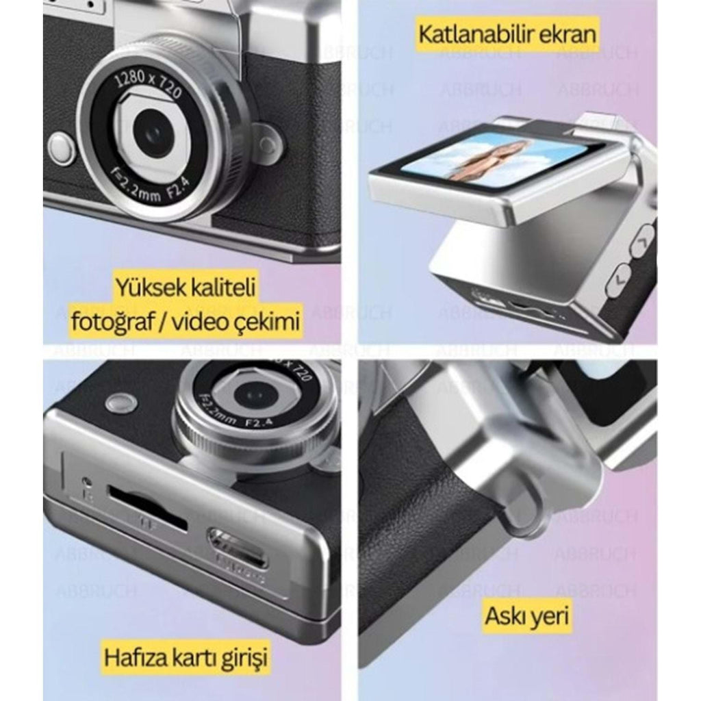 Mini Flip Dijital Kamera - Retro Tasarım Taşınabilir Çocuk Ve Yetişkin Kamerası