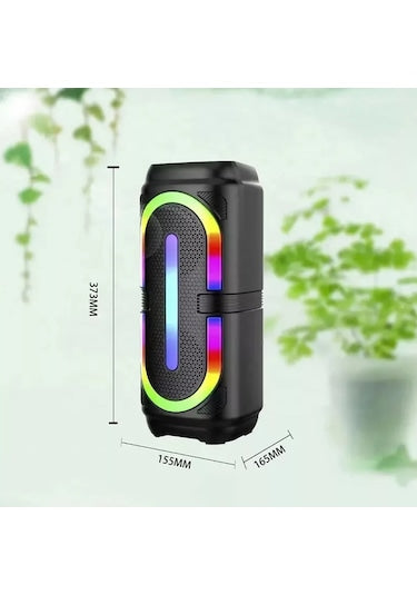 Greatnice GTS-2132 Siyah Mikrofonlu RGB LED Işıklı Taşınabilir Bluetooth Hoparlör Parti Speaker SANTRAL HAN