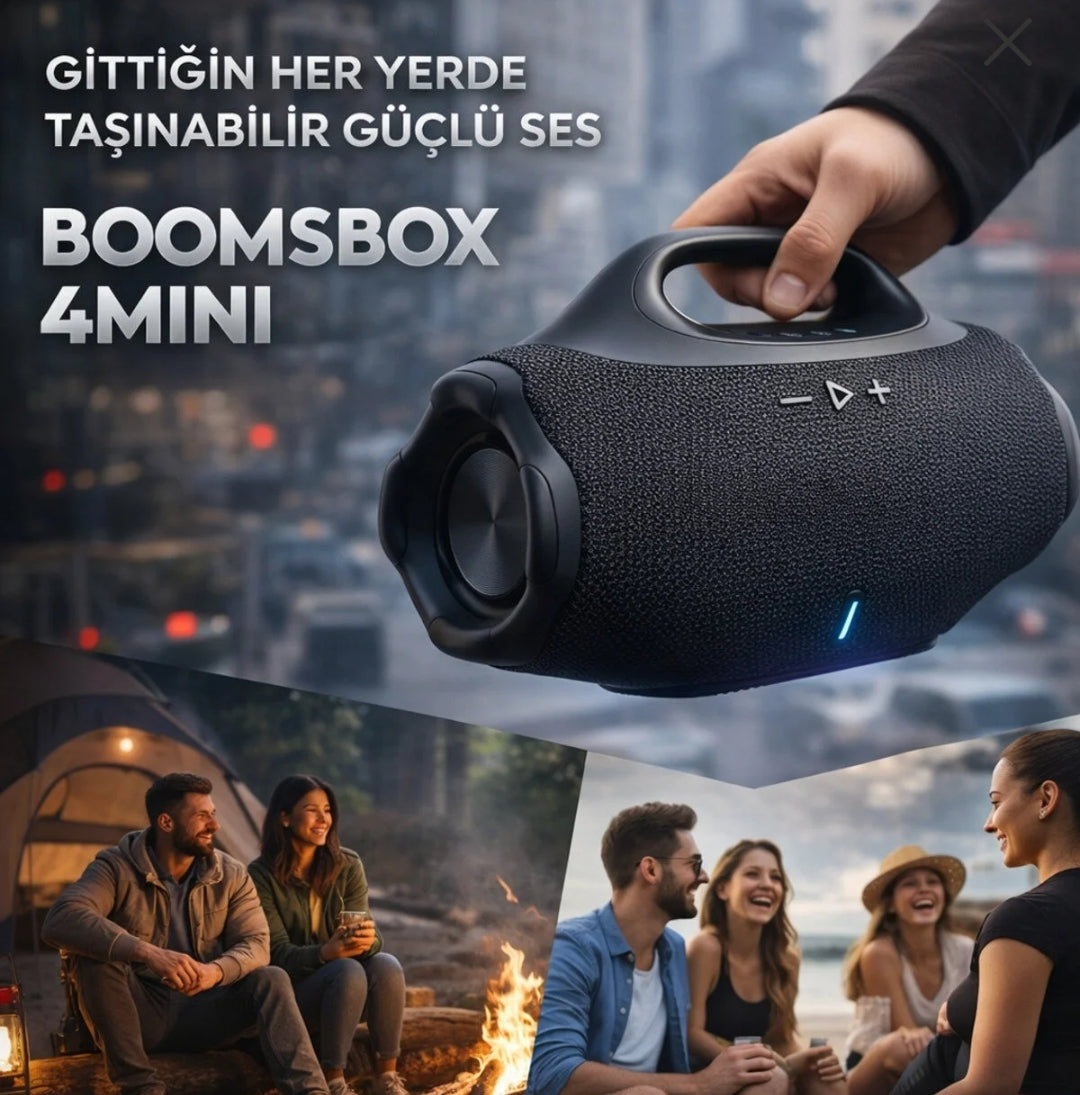 Boomsbox 4 mini hoparlör mikrofonlu 2000mah powerbank özellikli 10 metre menzilli 5 saat müzik süreli
