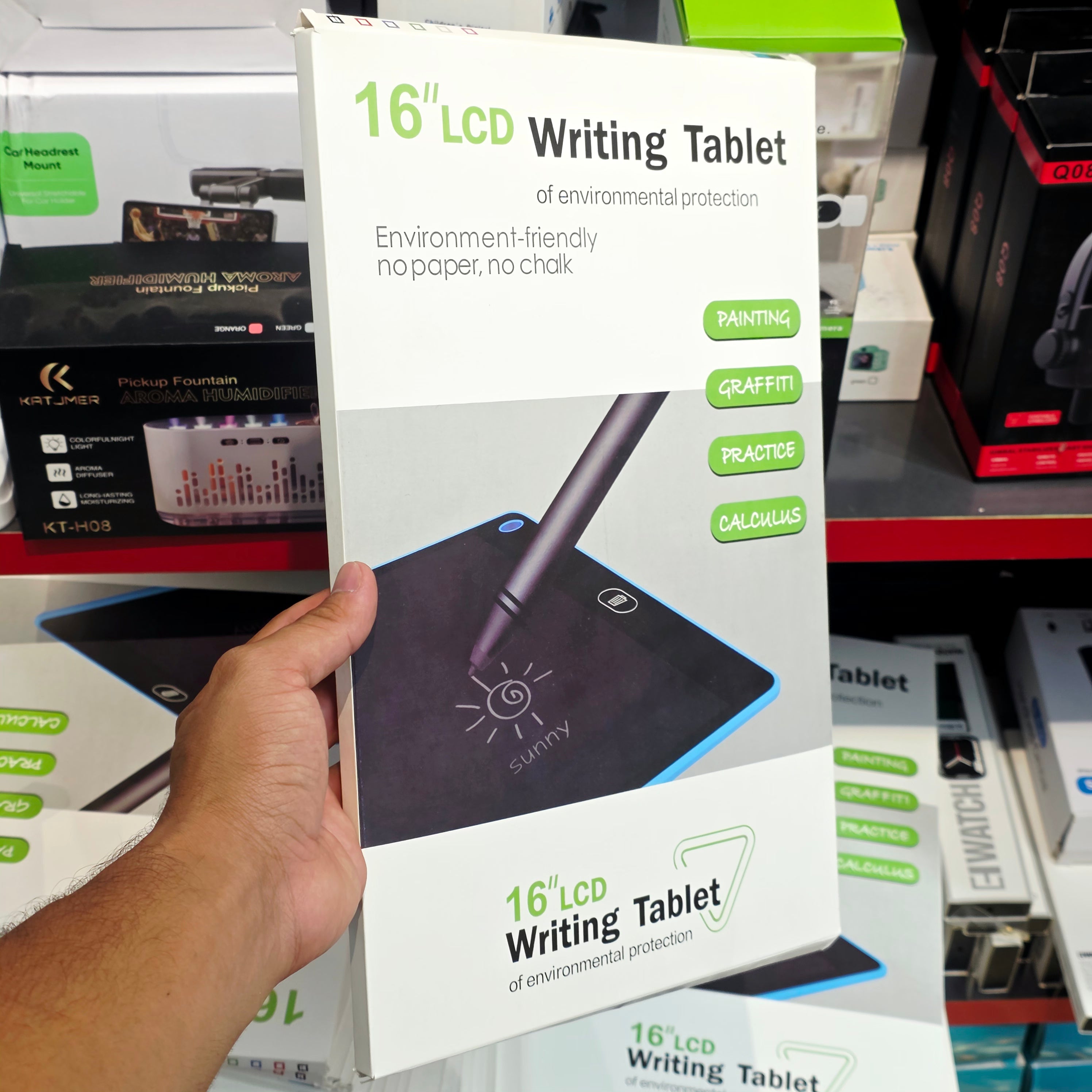 Lcd dijital çizim tableti, kalemli, silme tuşlu, taşınabilir ve şık tasarımlı