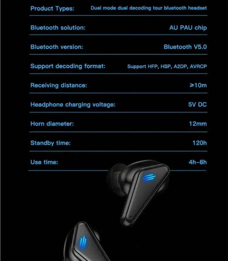 K55 kulak içi oyuncu led ışıklı mikrofonlu dokunmatik 5.0v gecikmesiz bluetooth kulaklık - B1T - KolayMagza