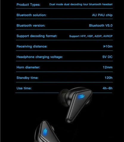 K55 in-ear gaming LED light microphone touch 5.0v lag-free bluetooth headset - B1T