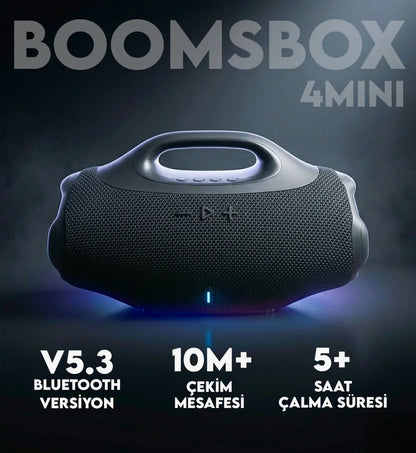 Boomsbox 4 mini hoparlör mikrofonlu 2000mah powerbank özellikli 10 metre menzilli 5 saat müzik süreli