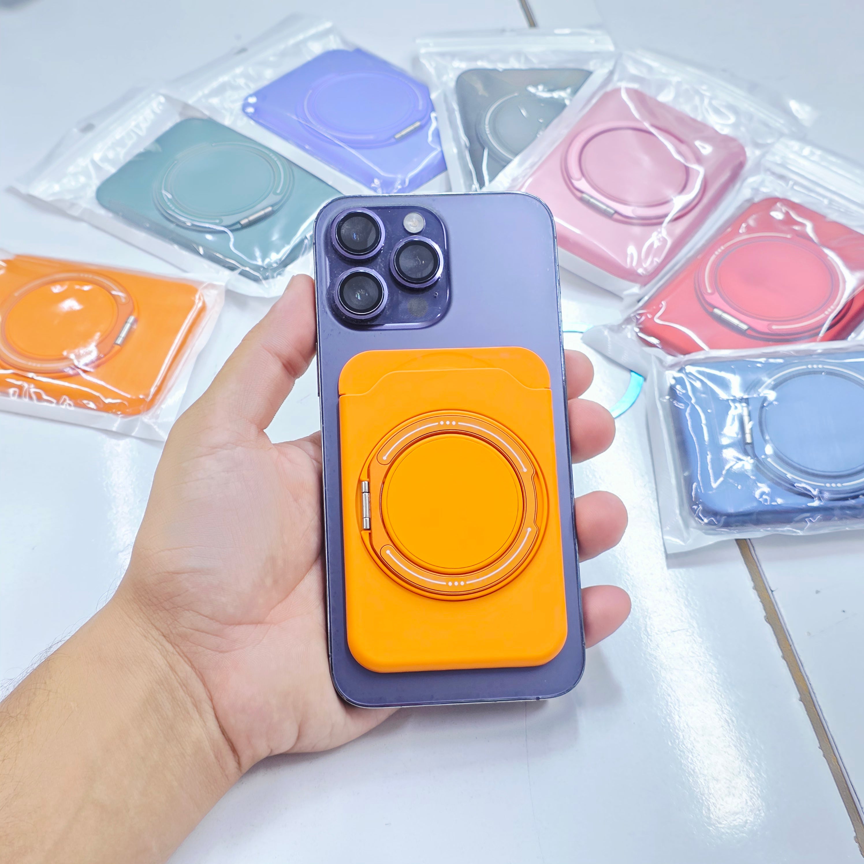 iPhone Uyumlu MagSafe Mıknatıslı Kartlık ve Yüzüklü Stand M47