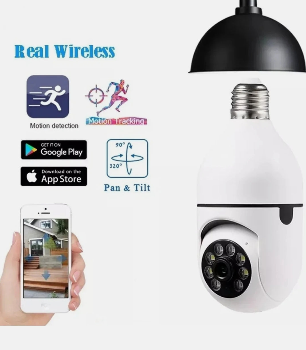 Wifi panorama camera mikrofonlu 360 derece döner led ışıklı gece görüşlü full hd ampul kamera APPEX