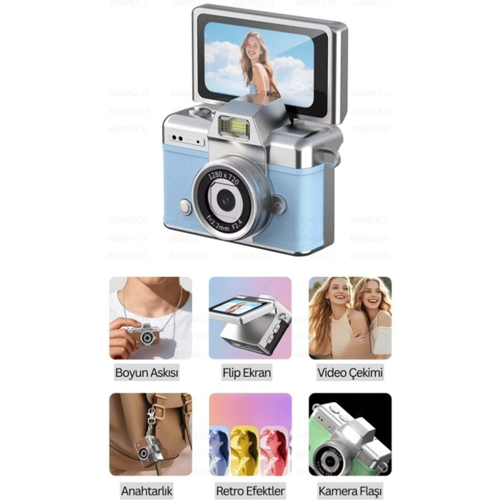 Mini Flip Dijital Kamera - Retro Tasarım Taşınabilir Çocuk Ve Yetişkin Kamerası