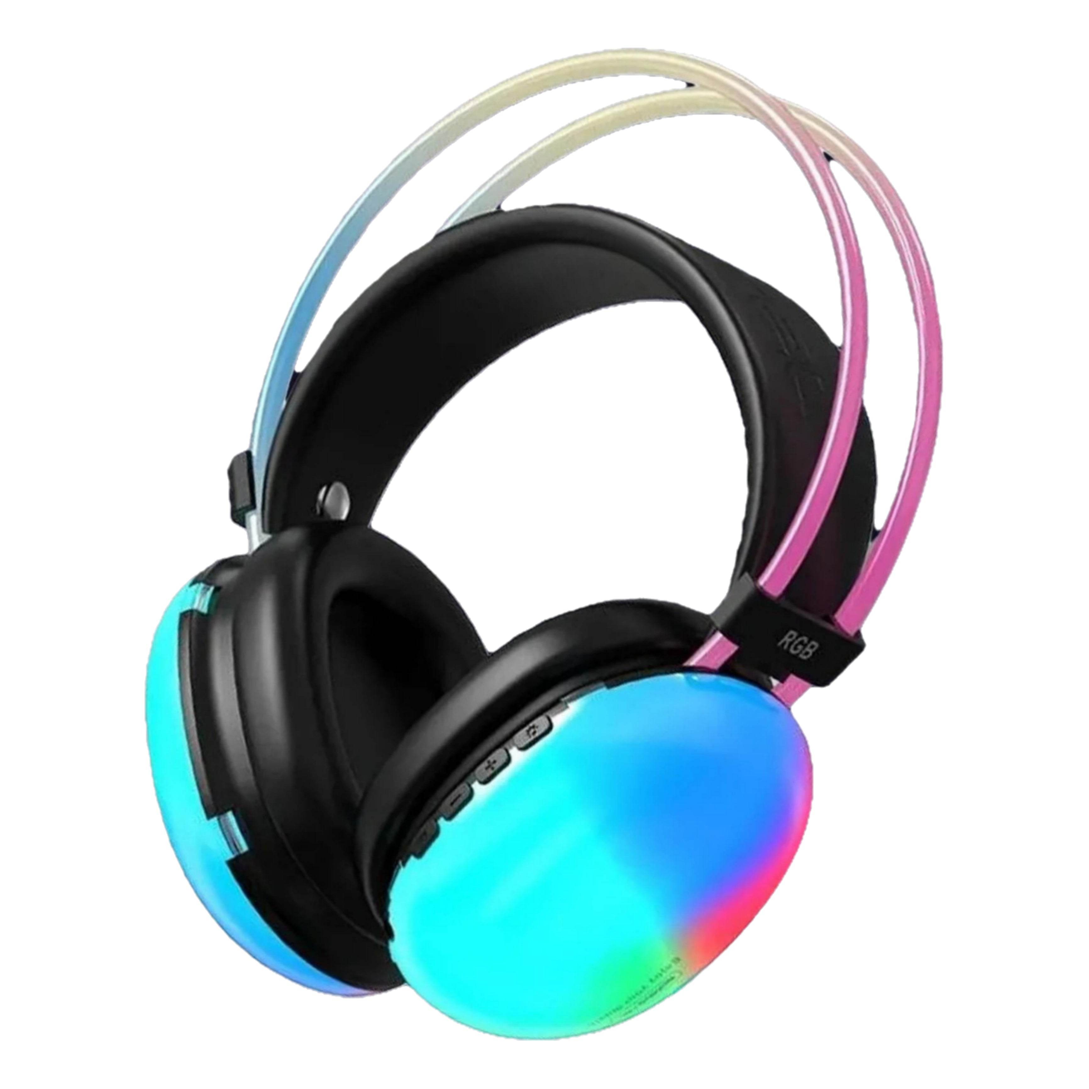 Disco pulse rgb ışıklı mikrofonlu anc 10saat pil ömürlü kafa üstü kulaklık pm860 - U1Q - KolayMagza