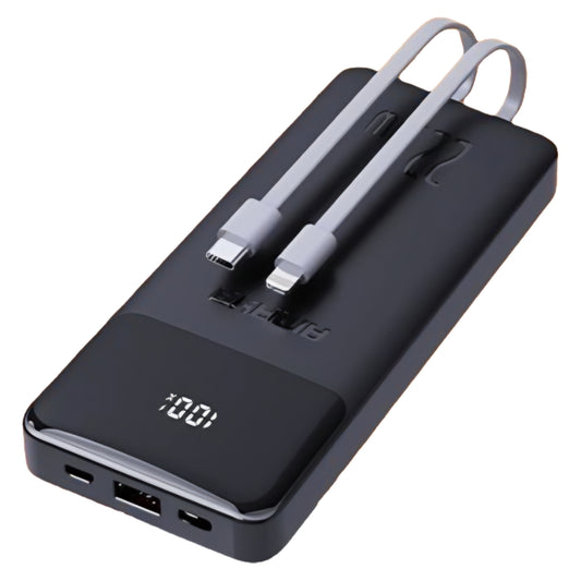 22,5W 10000 mah hızlı pd şarj destekli göztergeli kendisinden typeC lightning kablolu typeC ve usb çıkışlı powerbank apw12 - P2A