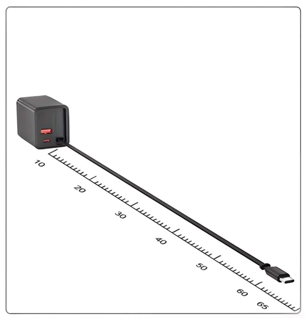 65W Uzayabilir Kablolu Super Fast Charger Çift Girişli Hızlı Şarj Cihazı - Güvenli ve Anti-Statik Koruma Adaptörü
