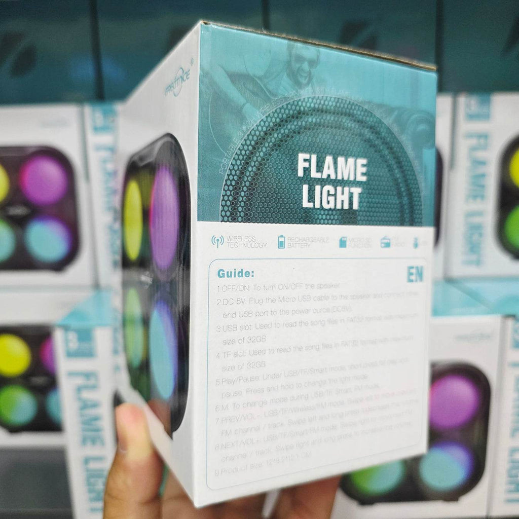 Gts-1835 flame light ışıklı 3 inç şarj edilebilir fm radio usb destekli kablosuz Bluetooth hoparlör - H3İ - KolayMagza