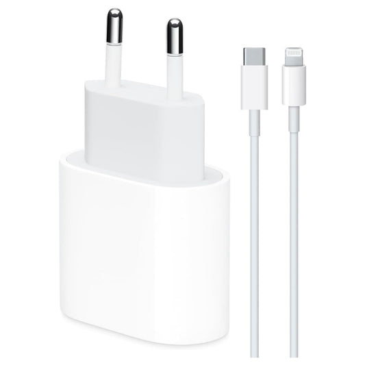 مجموعة شاحن محول USBC بقوة 20 وات من Apple وكابل USBC Lightning PD بطول 1 متر