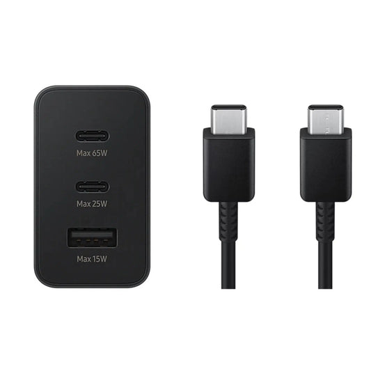 No logo 65w trio 3 in 1 (typec 65w + typec 25w + usb 15w) output adapter and typec to typec cable fast charging set - S1Z