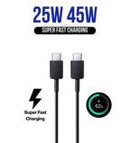 ( 5 adet ) Samsung Uyumlu USB-C to USB-C 5A Süper Hızlı Şarj ve Data Kablosu (1m) - Siyah ÖZEL