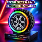 ( 3 adet ) X-502 Tekerlek Tasarımlı RGB Işıklı Kablosuz Bluetooth Hoparlör - Disco Series Mini Speaker Tucci
