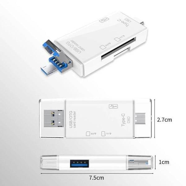موزع USB/OTG من النوع C - متوافق مع أجهزة الكمبيوتر والهواتف الذكية، محول قارئ بطاقات متعدد الوظائف YD-40 - D1Z