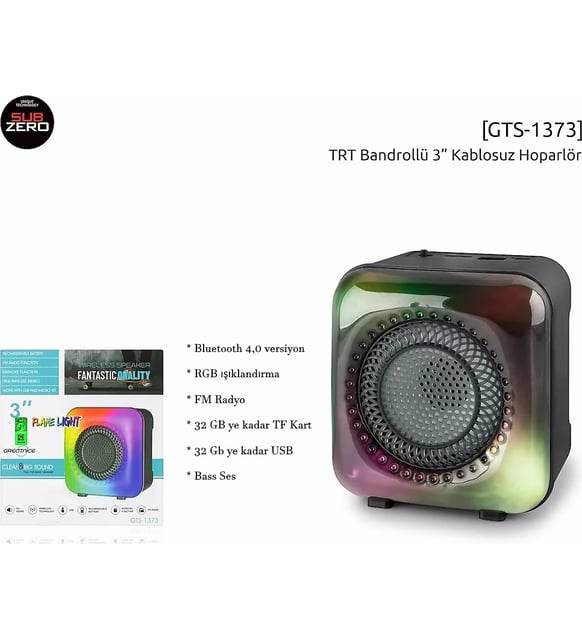 Gts 1373 bluetooth hoparlör | kablosuz , yüksek sesli karaoke ve parti hoparlörü rgb ışıklı - H2O - KolayMagza