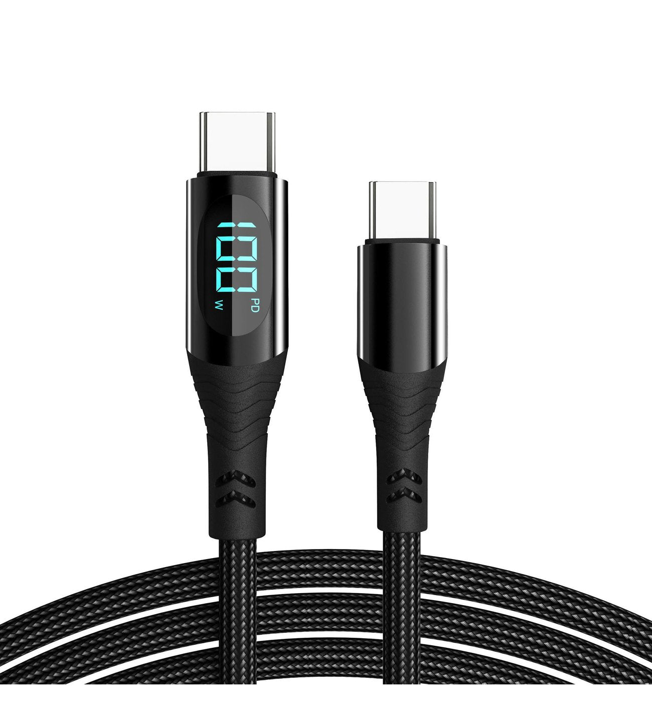 100W PD hızlı şarj gostergeli Type-C to Type-C şarj kablosu 1m