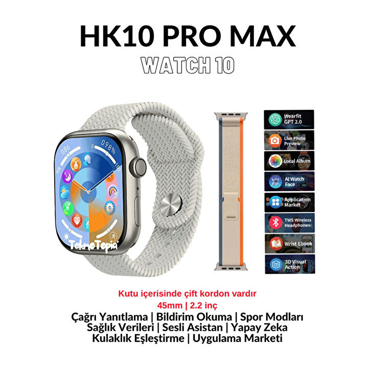 HK10 PRO MAX – 49mm AMOLED Ekranlı, Çift Kordonlu Akıllı Saat