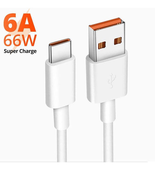 كابل شحن ونقل بيانات USB TypeC Turbo Fast بقوة 67 وات 6 أمبير بطول 1 متر
